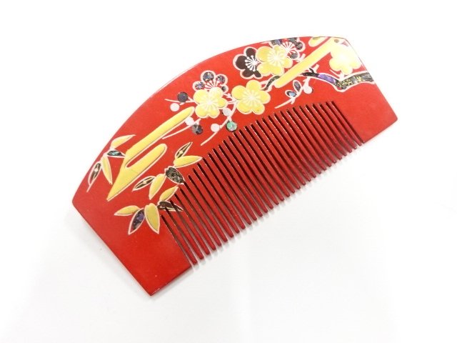 JAPANESE KIMONO / ANTIQUE LACQUERED MAKIE COMB